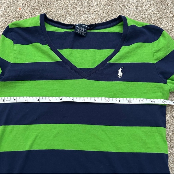 Ralph Lauren Sport y2K striped long sleeved cotton v neck t M - Picture 5 of 6